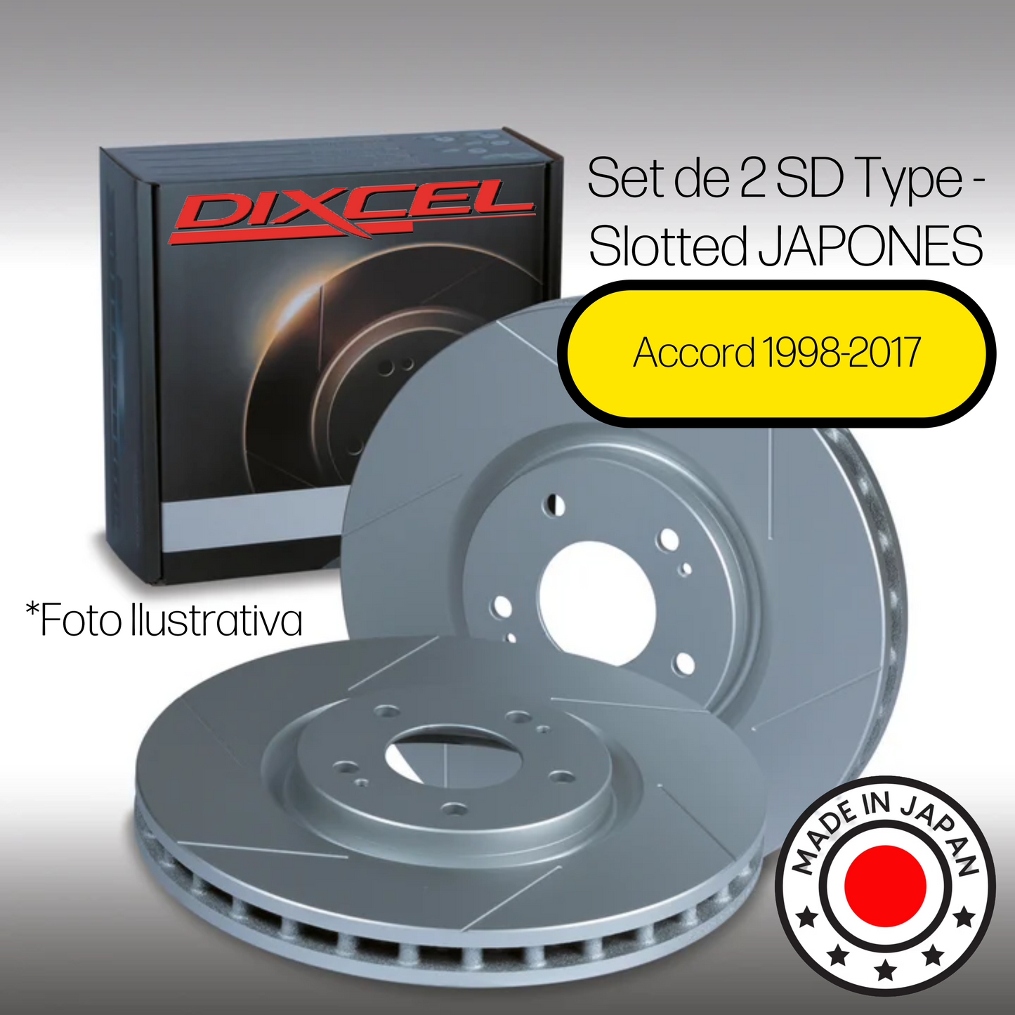 Honda Accord 4 & 6 cil 2003-2007 & Accord LX 2008-2017 & Accord V6 1998-2002 -Kit de 2 Discos Delanteros JAPONES Dixcel Slot Ranurados