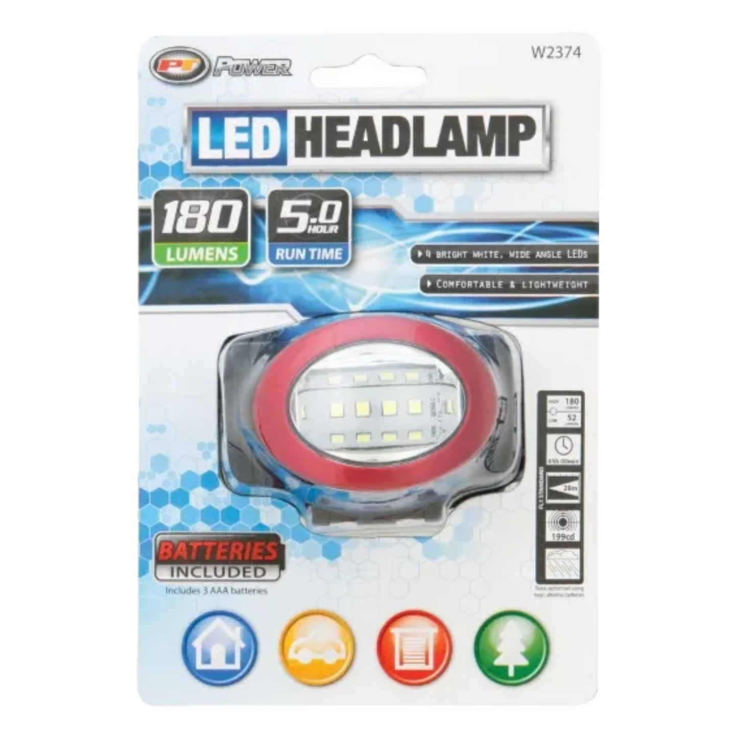 Performance Tool W2374 180 Lumen Super Bright 4 LED Headlamp (Sold as 1 Headlamp) - Brothers Parts Delivery