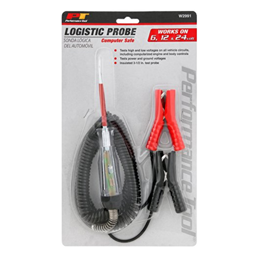 Performance Tool W2991 Computer Safe Logistic Probe (6/12/24 Volt) With 10' Recoil Cord - Brothers Parts Delivery