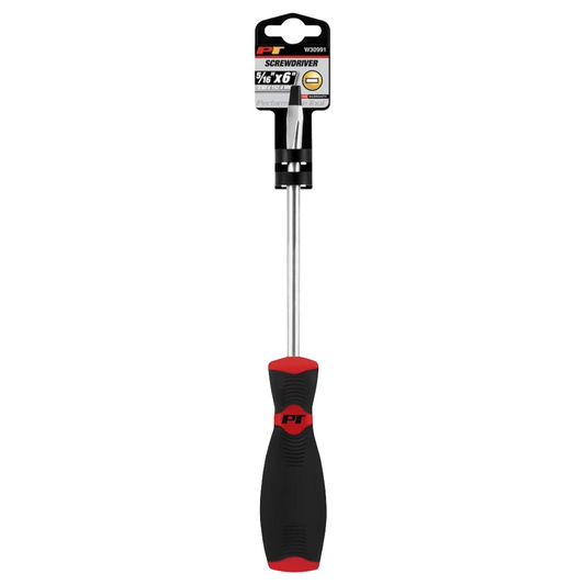Performance Tool W30991 Black & Red Slotted Screwdriver, 5/16-Inch x 6-Inch - Brothers Parts Delivery