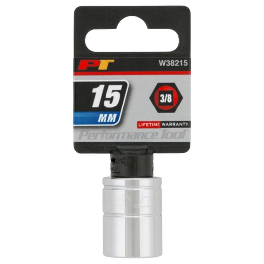 Performance Tool W38215 6-Point Socket, 3/8-Inch Drive, 15mm - Brothers Parts Delivery