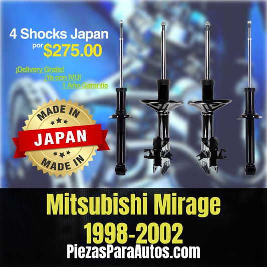 Mitsubishi Mirage 1998-2002 (1.5 & 1.8) Set de 4 Amortiguadores MADE IN JAPAN