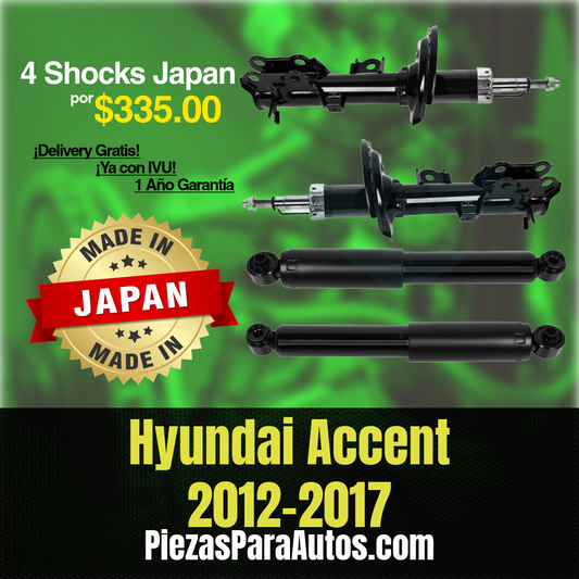 Hyundai Accent 2012-2017 Set de 4 Amortiguadores MADE IN JAPAN