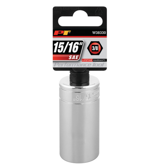 Performance Tool W38330 15/16-Inch 6-Point Chrome Vanadium Socket, 3/8-Inch Drive - Brothers Parts Delivery